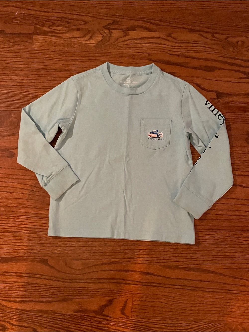 Vineyard Vines Kids Pale Blue Long-Sleeve Pocket Tee